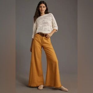 Pilcro Mustard Yellow Wide-Leg Pants